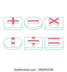 Vector 3d isometric icons, buttons of math signs. Symbols equal plus minus division x multiplication