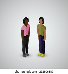 vector 3d isometric illustration of men or guys wearing casual style clothes
