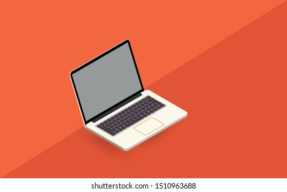 Vector 3d isometric isolated laptop ready to work