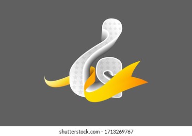 Vektorillustration, 3D-Nummer mit goldener Bandisoliervorlage, Kambodscha