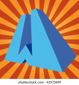 vector 3d letter "W" on disco background