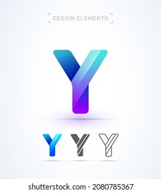 Vector 3d letter Y. Logo design elements. Company sign, application icon.