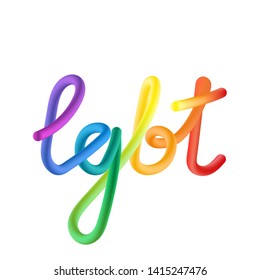 vector 3d lettering of the LGBT community in the colors of the rainbow flag of the gay community with gradient