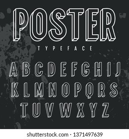 Vector 3D Line Alphabet. Vintage Sans Serif Font. Retro style typeface