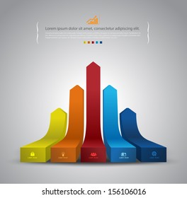 Vector 3d line arrow business concepts with icons / can use for infographic / loop business report or plan / modern template / education template / business brochure / system diagram / printing / web