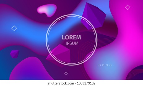 Vector 3d liquid fluid abstract color gradient template background.