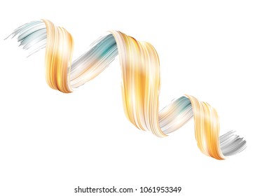 Vector 3D Liquid Paint Twirl. Abstract Spiral Brush Stroke. Ribbon Shape. Digital Liquid Ink. Dynamic Artistic Wave. Isolated Background Design. Acrylic Splash Ribbon. Calligraphic Brushstroke Loop. 