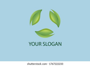 Vector, 3D logo with yellowing leaves