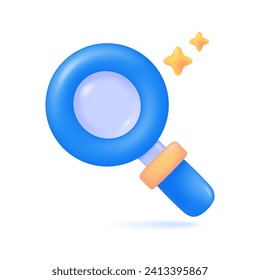 Vector 3D magnifying glass exploring. The idea of ​​expanding the results of research to find some results.