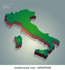 vector 3d map illustration of ITALY