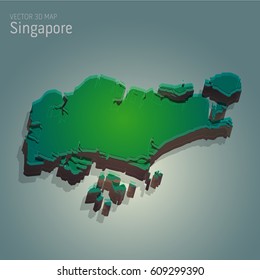 vector 3d map illustration of SINGAPORE