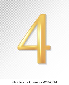 Vector 3d matt golden number collection - four, 4. Eps 10 using mesh.
