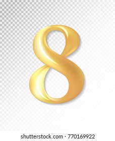 Vector 3d matt golden number collection - eight, 8 . Eps 10 using mesh.
