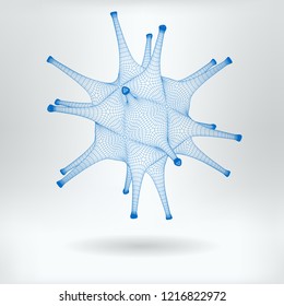 Vector 3D Mesh Adenovirus Drawing - Virus Particle Structure Symbol - Modern Virology Picture Concept Icon
