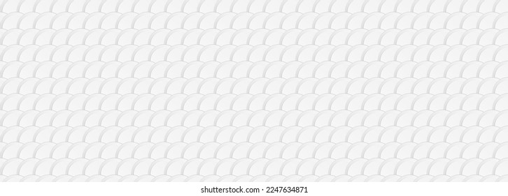 Vector 3d metal fish scales abstract pattern. Snake silver skin seamless pattern. Dragon white leather background. Round shape reflective round armour. Circle iron tile. Iron, chrome, steel backdrop