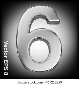 Colección de números de metal 3d del vector - 6. Eps 8 usando malla.