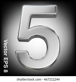 Colección de números de metal 3d del vector - 5. Eps 8 usando malla.