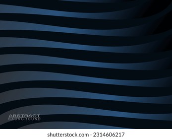Vector 3D Minimal Blue Smooth Curved Crooked Lines Material Design Abstract Blurred Morph Background. Layered Wavy Structure Geometric Wallpaper. Abstraction Render Slant Back Distorted Bend Lines.