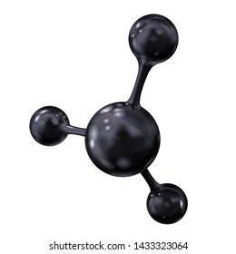 Vector 3d model of black molecule. Illustration isolated on white background.