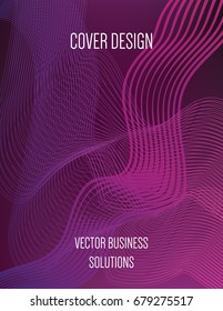 Vector 3d modern cover design. Purple, pink glow poster template with abstract liquid stroke shapes, 80s memphis geometric style. Futuristic neon colored geometric glitch background, hipster pattern.