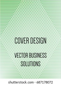 Vector 3d modern cover design. Green a4 gradient glow poster template with abstract stroke shapes, 80s memphis geometric style. Futuristic neon colored geometric glitch background, hipster pattern.