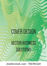 Vector 3d modern cover design. Green a4 gradient glow poster template with abstract stroke shapes, 80s memphis geometric style. Futuristic neon colored geometric glitch background, hipster pattern.