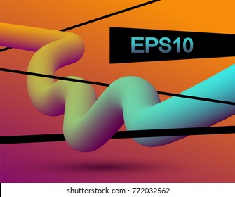 Vector 3D modern style abstract  liquid lines banner or poster template