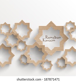 Vector 3D Muslim Cardboard Graphics. Translation: Ramadan Kareem - May Generosity Bless You During The Holy Month.