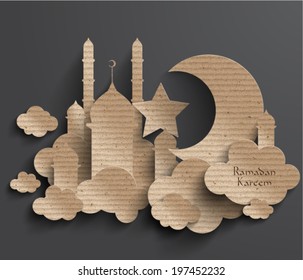 Vector 3D Muslim Cardboard Graphics  Translation: Ramadan Kareem    May Generosity Bless You During The Holy Month 