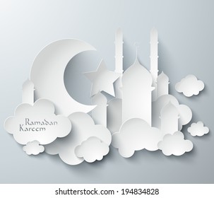 Vector 3D Muslim Paper Graphics  Translation: Ramadan Kareem    May Generosity Bless You During The Holy Month 