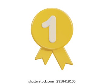 vector 3d number one badge with yellow star in vector illustration