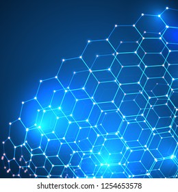 Vector 3d object from a hexagon grid with dots. stylish design