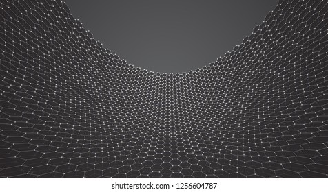 Vector 3d object from a hexagon grid with dots. stylish design