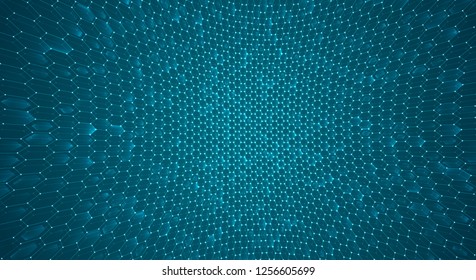 Vector 3d object from a hexagon grid with dots. stylish design