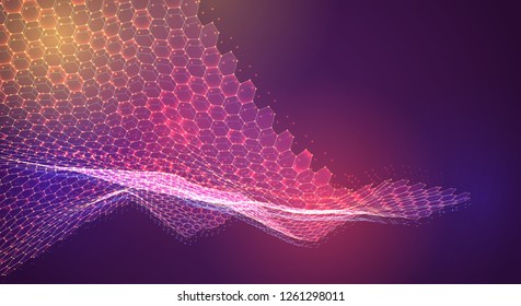 Vector 3d object from a hexagon grid with dots. stylish design