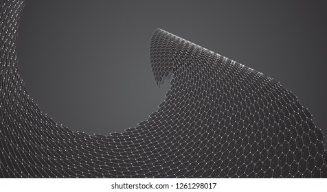 Vector 3d object from a hexagon grid with dots. stylish design