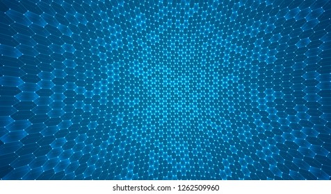 Vector 3d object from a hexagon grid with dots. stylish design