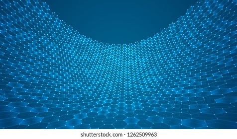 Vector 3d object from a hexagon grid with dots. stylish design