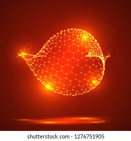 Vector 3d object from a hexagon grid with dots. stylish design