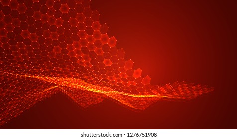 Vector 3d object from a hexagon grid with dots. stylish design