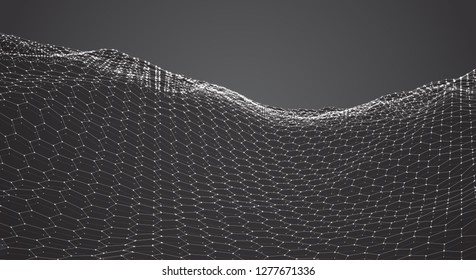 Vector 3d object from a hexagon grid with dots. stylish design