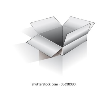 VECTOR 3D Open Box with reflection, Shadow and space for text or image
