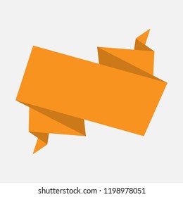 Vector 3d Orange Curved Paper Banner Isolated on White Background. Easy Paste to Any Background