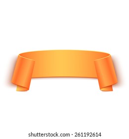 Vector 3d Orange Curved Paper Banner Isolated on White Background. Easy Paste to Any Background