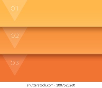 Vector 3D Orange Text Banner Page Template Steps 1 to 3