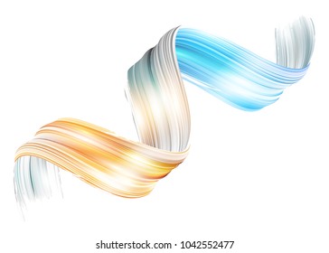 Vector 3D Paint Curl. Abstract Spiral Brush Stroke. Flowing Ribbon Shape. Digital Liquid Ink. Dynamic Artistic Wave. Isolated Background Design. Acrylic Splash Ribbon. Calligraphic Brushstroke Loop. 