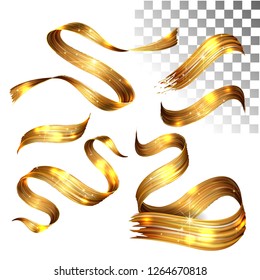 Vector 3D Paint gold. Abstract Spiral Brush Stroke. Flowing Ribbon Shape. Digital Liquid Ink. Dynamic Artistic Wave. Isolated Background Design. Acrylic Splash Ribbon. Calligraphic Brushstroke Loop.