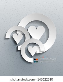 Vector 3d paper heart modern design