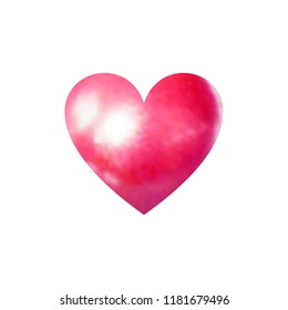 Vector 3D Pearly Heart, Bright Pink Love Symbol Isolated on White 