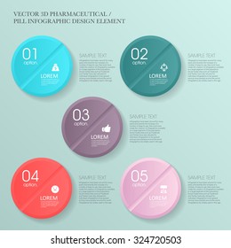 Vector 3d pharmaceutical/pill infographic design elements template for business , banners , web site , brochures